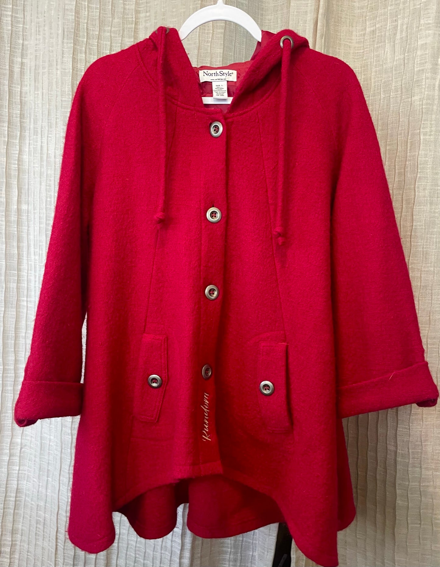 North Style Hooded Boiled Wool Jacket Random Altered Size Large