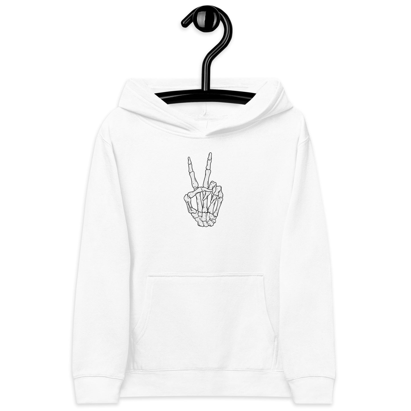 Peace Sign Skeleton Hand Kids fleece hoodie