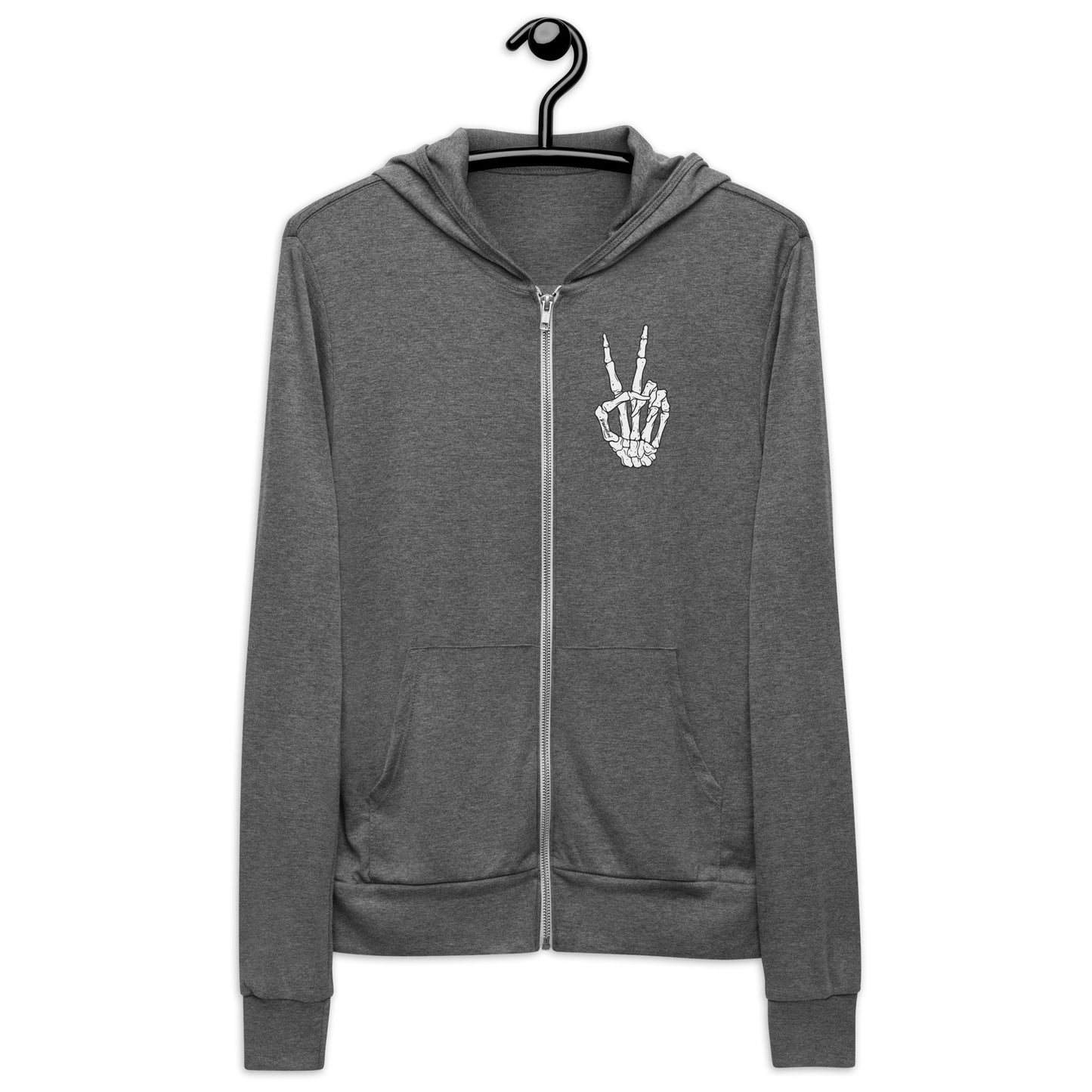 Peace Sign Skeleton Hand Zip Hoodie
