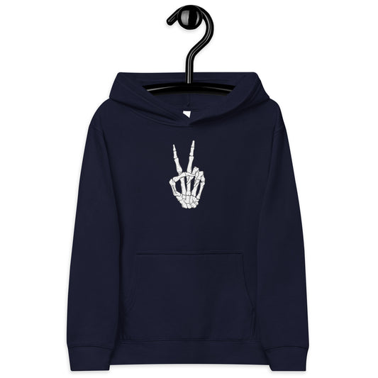 Peace Sign Skeleton Hand Kids fleece hoodie